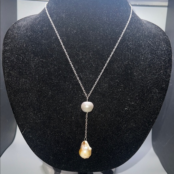 Jules Jewelry - Jules Silver Necklace with Gold and Silver real Pearls